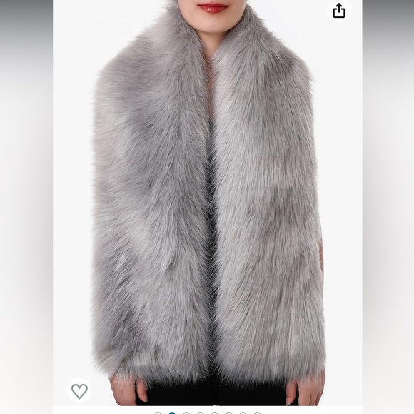 Bridal Wrap Shaul fake fur light gray color - Picture 12 of 13